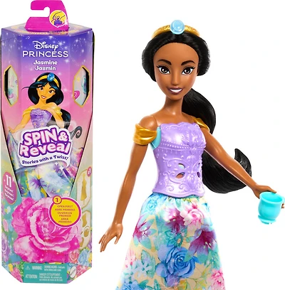Disney Princess Spin & Reveal Jasmine Fashion Doll & Accessories with 11 Surprises