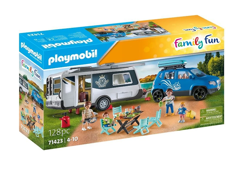 Playmobil - Famille avec voiture et caravane
