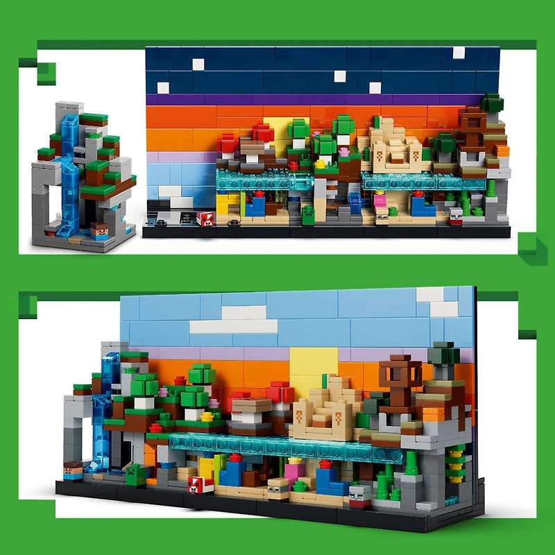 LEGO Minecraft Biomes Miniatures - Ensemble de Construction Minecraft - Décoration de Jeu pour les 12 Ans et Plus 21589
