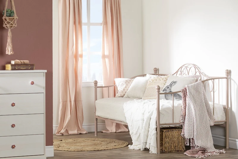 Lily rose Lit de jour en métal Simple Rose