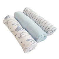 Koala Baby - 3 Pk Muslin Swaddle - Blue Dinos
