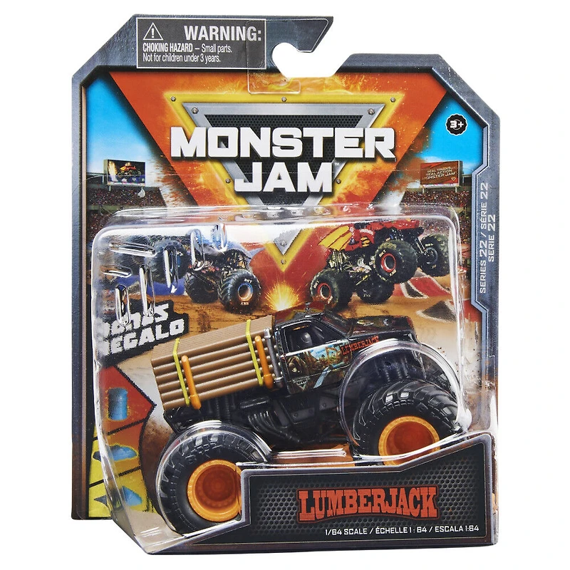 Monster Jam, Monster truck Lumberjack officiel, véhicule en métal moulé, série Arena Favorites, échelle 1:64, jouets pour garçons à partir de 3 ans