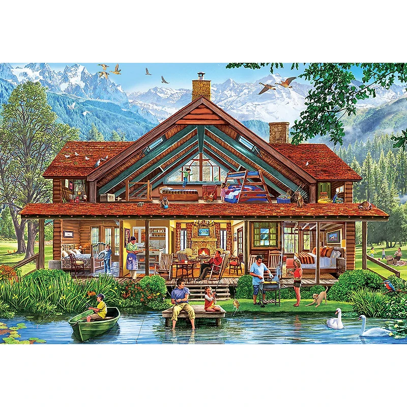 1000PC EZgrip Cut-Away "Camping Lodge" Large 1000 Piece Jigsaw Puzzle
