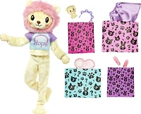 Barbie Cutie Reveal Doll and Accessories, Cozy Cute Tees Lion, "Hope" Tee, Purple-Streaked Blonde Hair, Brown Eyes