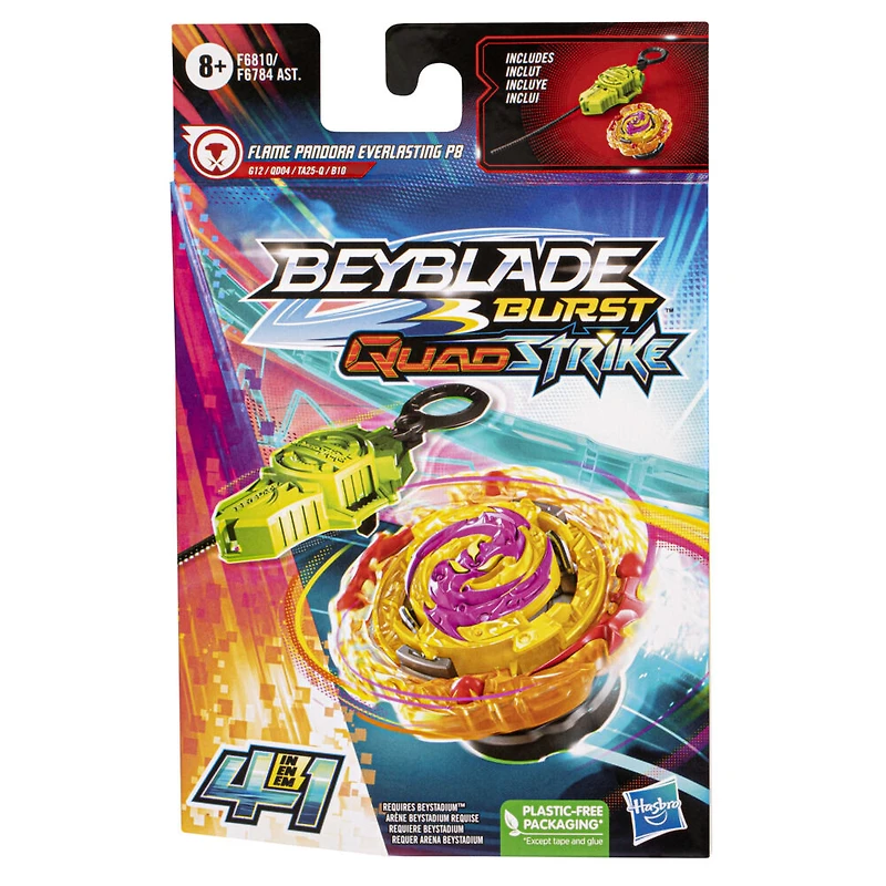 Beyblade Burst QuadStrike, Starter Pack avec toupie Flame Pandora Everlasting P8 et lanceur