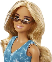 Barbie Fashionistas Doll #173 with Long Blonde Hair & Tie-dye Shorts Romper, Sneakers & Cat Eye Sunglasses