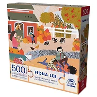 Puzzles Spin Master, Puzzle Le champ de citrouilles, Puzzle de 500 pièces par l'artiste Fiona Lee avec poster décoratif