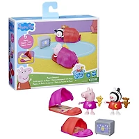 Peppa Pig, coffret Soirée pyjama de Peppa, 2 figurines et 3 accessoires thématiques, jouet préscolaire