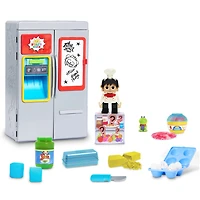 Frigo Surprise de Ryan Chef de Ryan's World, Sons et Lumières, Tableau Effaçable à Sec et Aliments pour Jouer, Paquets Surprises de Figurines, Boue, et Bien d'Autres !
