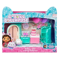 DreamWorks, Gabby's Dollhouse, Bakey with Cakey Kitchen avec figurine et 3 accessoires, 3 meubles et 2 boîtes surprises
