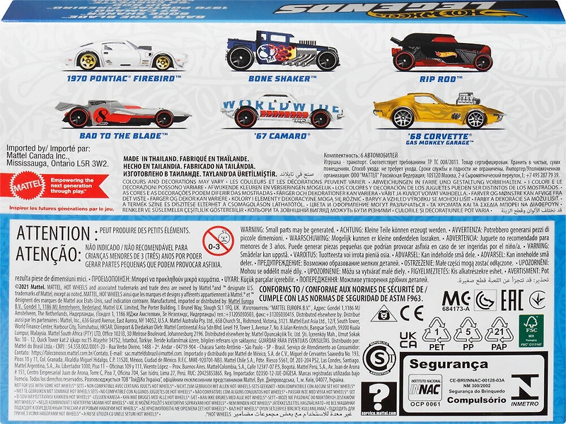 Hot Wheels-Lot de 6véhicules en métal [exclusivité Walmart]