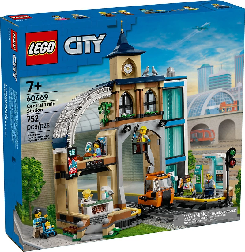 LEGO City La Gare Centrale, Ensemble pour les Amateurs de Jouets de Construction et de Modèles de Trains 60469