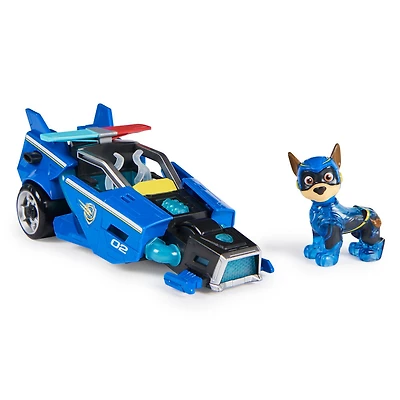 PAW Patrol : La Super Patrouille le film, Voiture avec figurine articulée Chase Super-Chiots