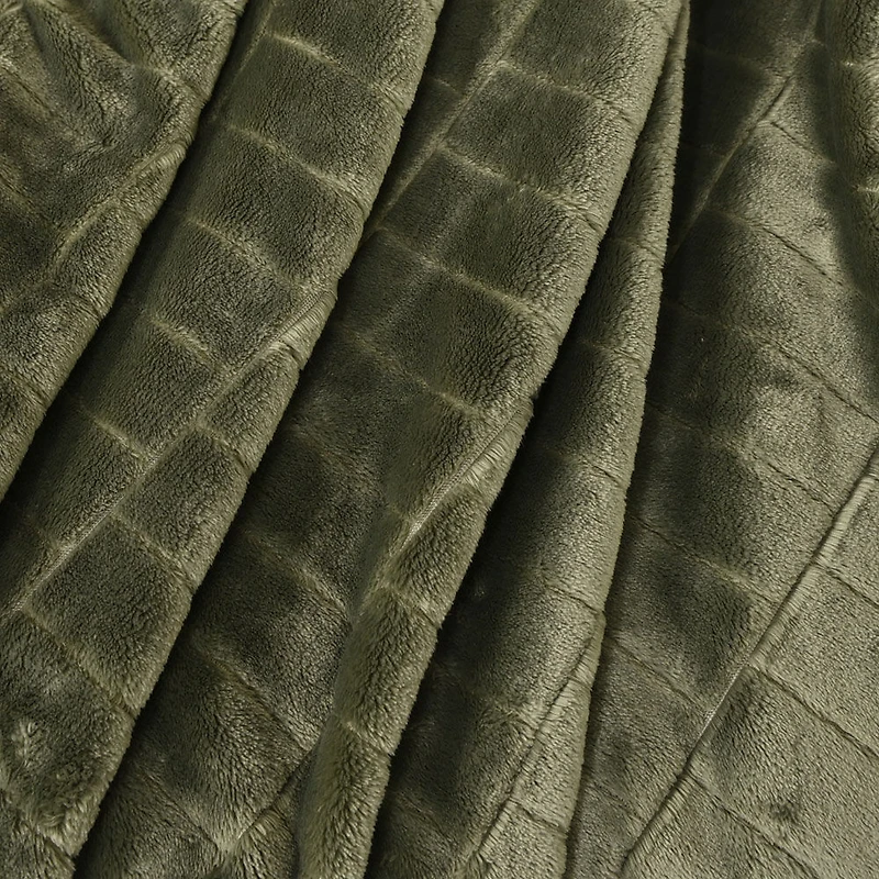 Recycled Cozy Textured Throw, Green 50" x 60"