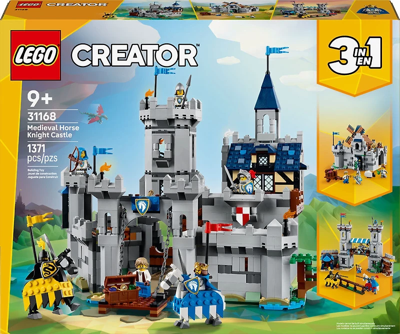 LEGO Creator 3 in 1 Medieval Horse Knight Castle Building Toy for Kids, Boys & Girls, Ages 9+ - 31168
