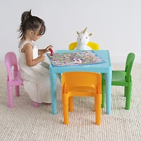 Humble Crew Modern Brights ensemble table et 4 chaises de conception légère pour enfants, plastique