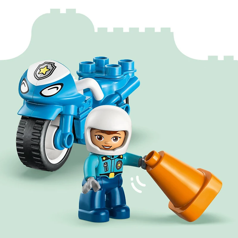 LEGO DUPLO Town Blue Police Motorcycle Toy - Toddler Learning Toy for Boys & Girls, Ages 2+ - 10471