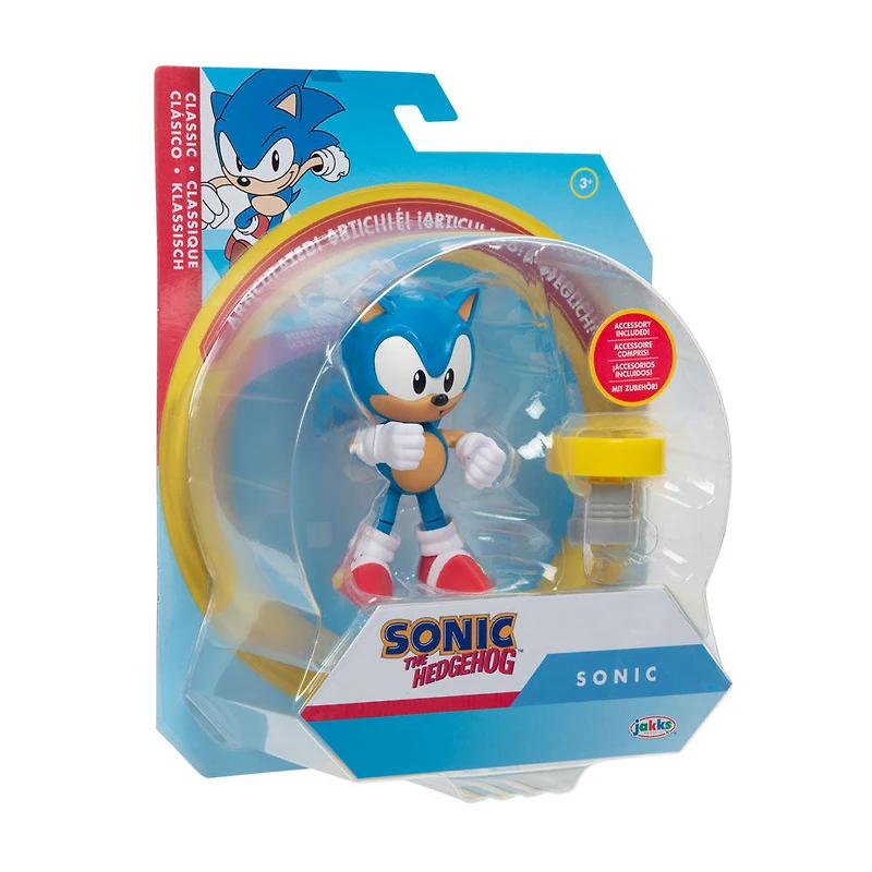 Figurine Sonic 4" - Sonic Classique avec Ressort jaune 