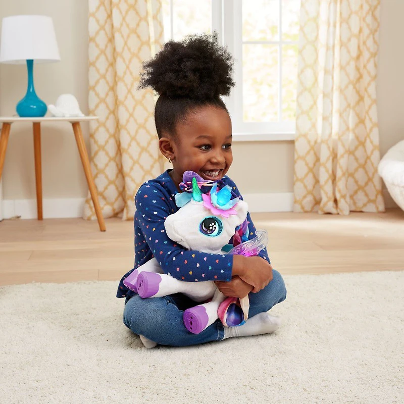 VTech Styla the Bloom Bright Unicorn Interactive Toy - French Edition, Electronic Singing Pet with Magic Wand and Hair Accessories