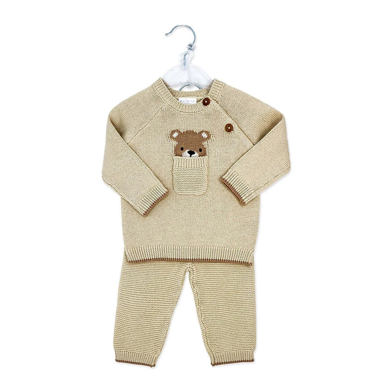 Rock a Bye Baby Ensemble pull en tricot : Ours beige 0-3 mois