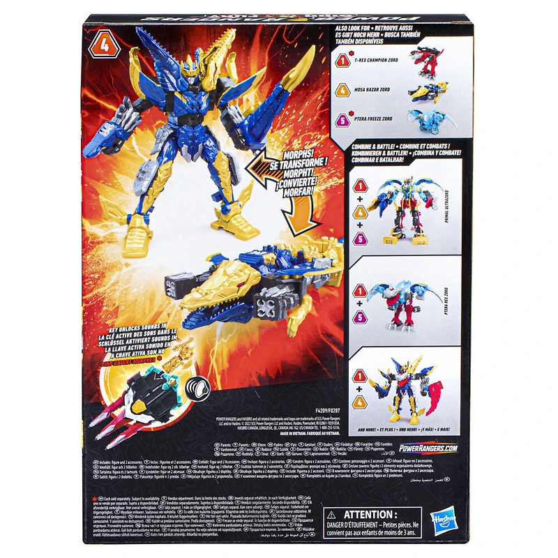 Power Rangers Dino Fury Mosa Razor Zord, Zord robot dinosaure avec système d'assemblage Zord Link