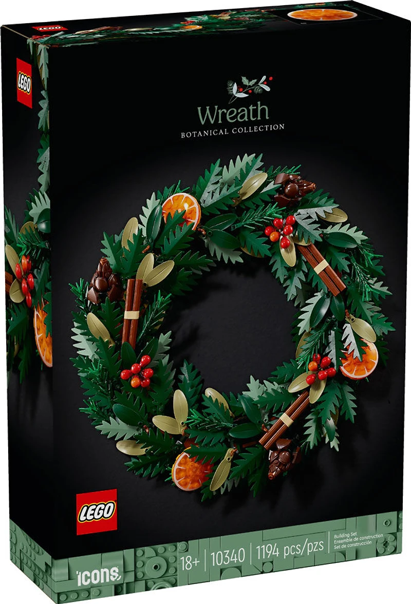 LEGO Icons Wreath-Making Kit, Holiday Garland, Centerpiece Table Decoration, Holiday Home Décor, 10340