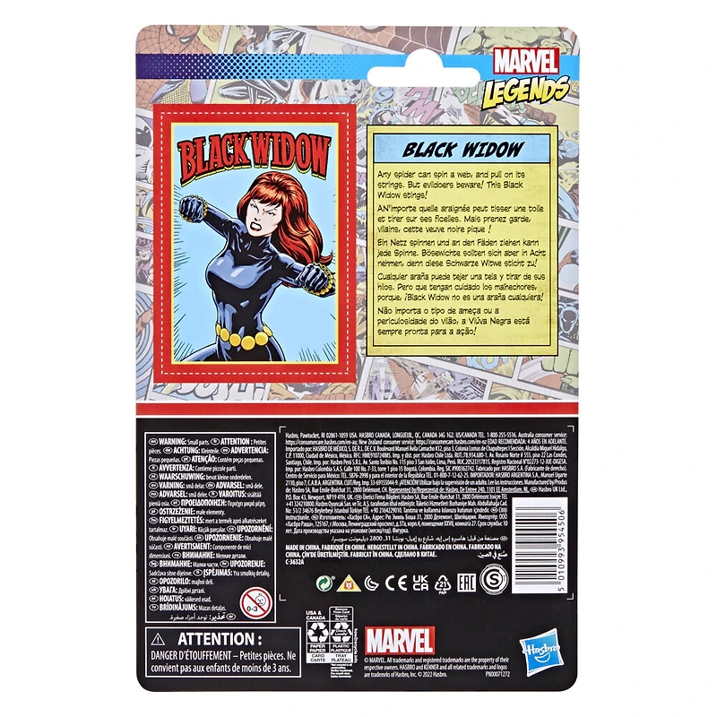 Hasbro Marvel Legends Series Retro 375 Collection, figurine Black Widow de 9,5 cm, 1 accessoire
