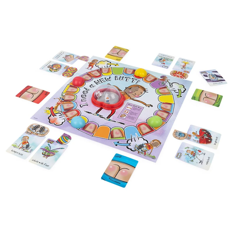 I Need a New Butt!, Jeu inspiré du best-seller, avec dôme fessier et tuiles fesses