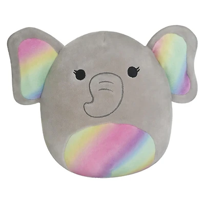 Petite peluche Squishmallows 19 cm - Éléphant gris aux oreilles et ventre arc-en-ciel - Édition anglaise