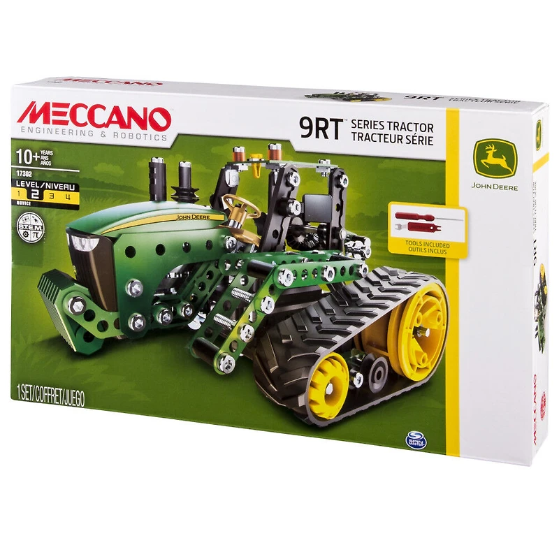 Erector by Meccano, Coffret de construction Tracteur John Deere série 9RT, Jouet éducatif STEM