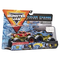 Monster Jam, Monster trucks Radical Rescue vs Blue Thunder officiels qui changent de couleur en métal moulé, échelle 1:64