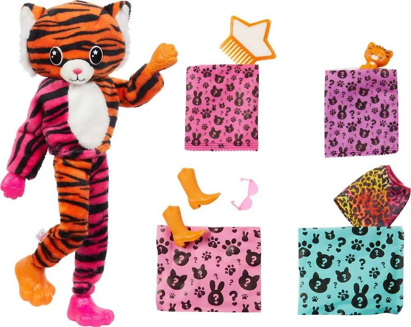 Barbie Poupée Cutie Reveal Série Jungle, tigre et accessoires