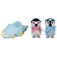 Calico Critters Penguin Babies Ride 'N Play, Set of 2 Collectible Doll Figures with Pushcart Accessory