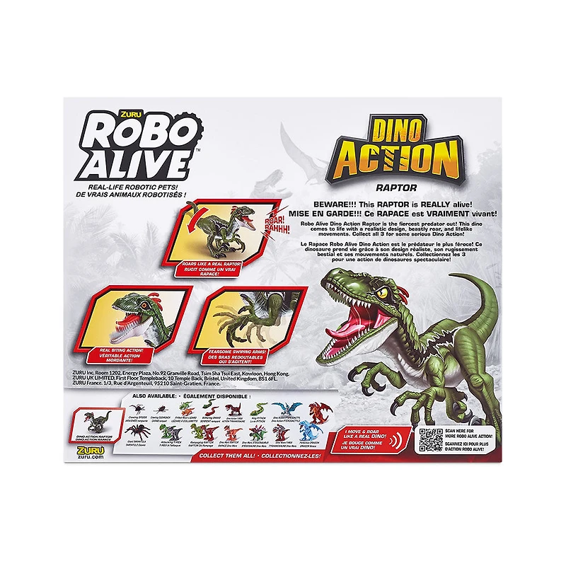 Action Dinosaure Rapace Robo Alive par ZURU