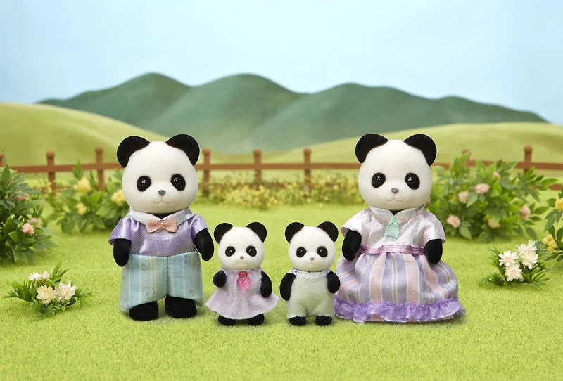 Calico Critters Pookie Panda Family, Lot de 4 figurines de poupée à collectionner