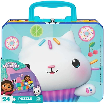 Gabby's Dollhouse Tin Lunch Box with 24pc Puzzle