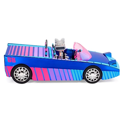 Voiture LOL Surprise Dance Machine avec poupée exclusive, piscine surprise et piste de danse, lampe à lumière noire magique et multicolore