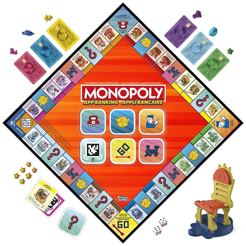 Monopoly App Banking Board Game, App-Enabled Game, Links to Smart Devices, Ages 8+