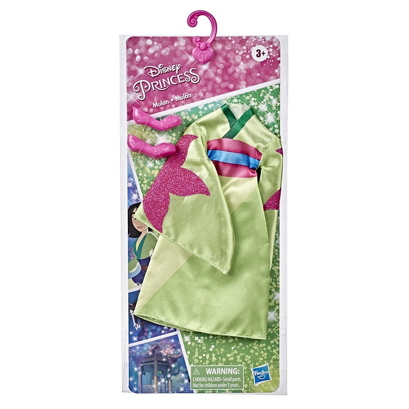 Disney Princess série Sois brillante, sois courageuse - Tenue mode de Mulan, robe verte et chaussures rouges, poupée mannequin Disney