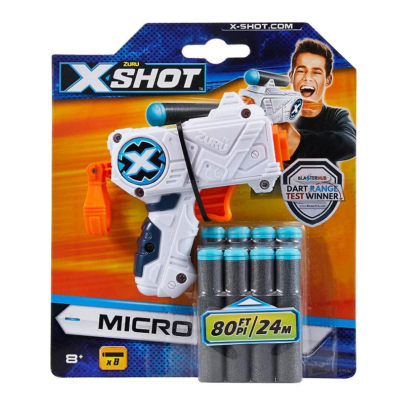 X-Shot Pistolet à fléchettes en mousse Micro Excel (8 fléchettes) de ZURU