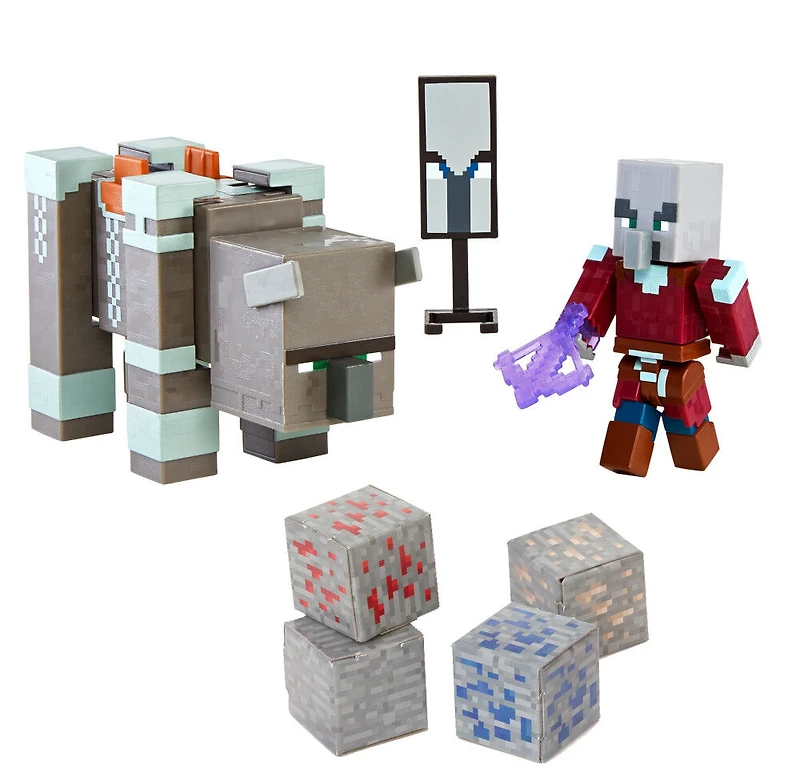Minecraft - Dungeons - Figurines - Ravageur et Capitaine d'Invasion