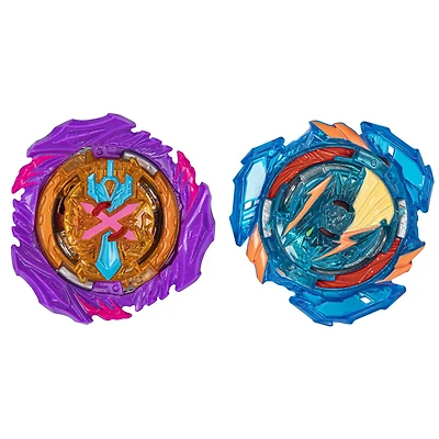 Beyblade Burst QuadStrike Dual Pack, pack de 2 toupies de compétition Ultimate Evo Valtryek V8 et Divine Xcalius X8
