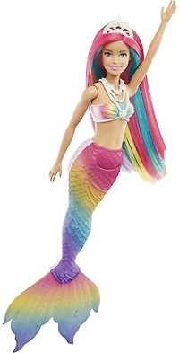 Poupée Barbie Sirène Rainbow Magic ​Barbie Dreamtopia avec cheveux arc-en-ciel et caractéristique de changement de couleur activé par l'eau