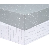 Ensemble de 2 draps-housses en microfibre pour lit de bébé Sammy & Lou Céleste