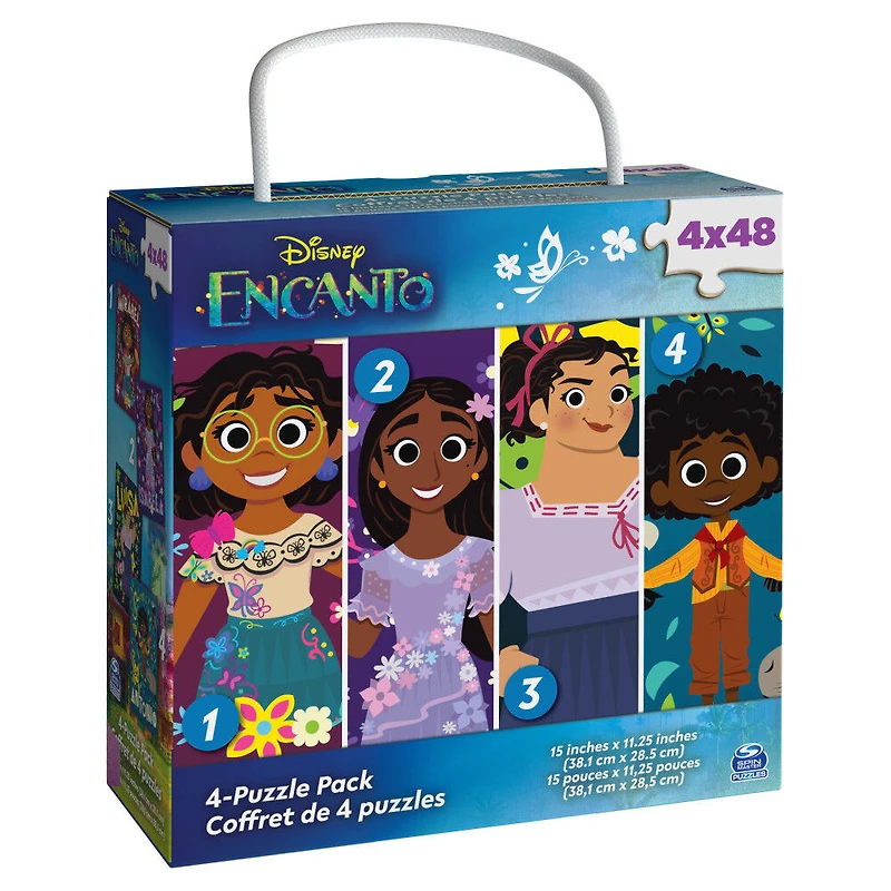 Disney Encanto, Coffret de 4 puzzles de 48 pièces faciles à assembler, personnages du nouveau film musical