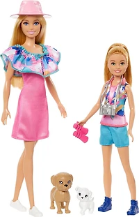 Barbie-Coffret Poupées Stacie et Barbie avec 2chiots et accessoires