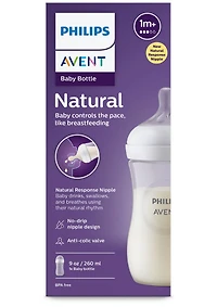 Biberon Philips Avent Natural avec tétine Natural Response, Transparent, 9 oz, 1 paquet