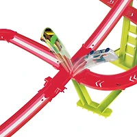 Hot Wheels Track Set, Neon Speeders Skyscraper Speed Circuit with 1 Hot Wheels Car