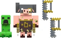 Minecraft Legends Creeper vs Piglin Bruiser Figures