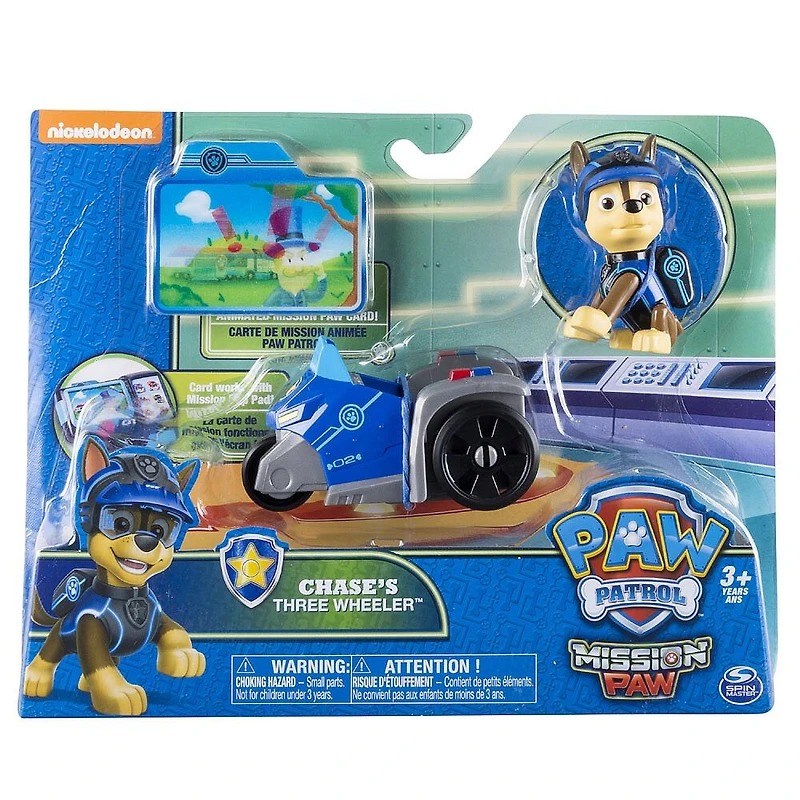 Paw Patrol Mission Paw - Chase's Three Wheeler - Figurine et véhicule
